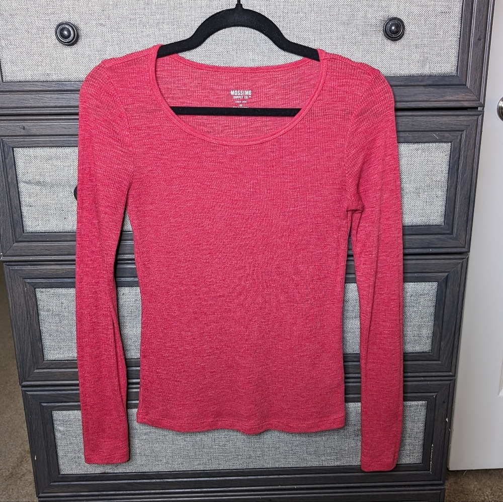XS Mossimo Burnt/Rust Orange Thermal Long Sleeve Top